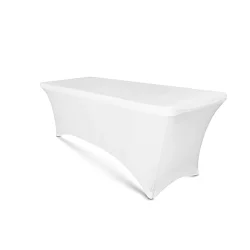 Buffet Table With White Stretch Cover
