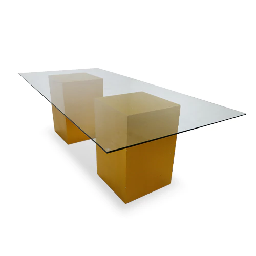 Azzurra Rectangle Glass Dining Table Gold