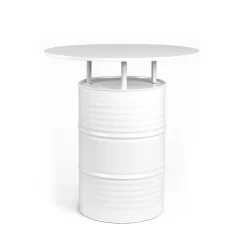 Armando White Drum with Top Round White Wooden Table