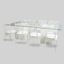 Azzurra Rectangle Glass Dining Table White