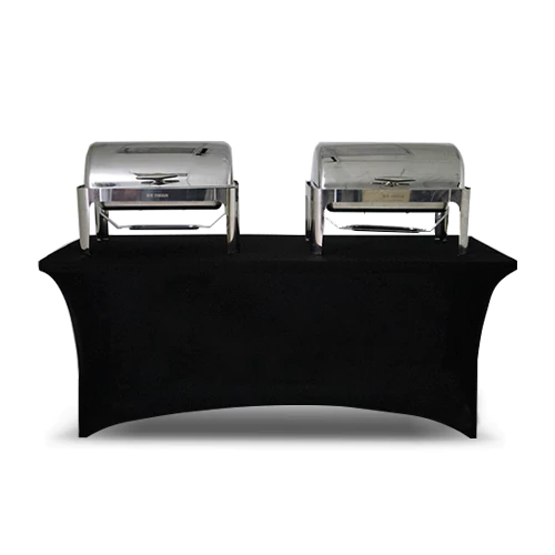 Buffet Table With Black Stretch Cover