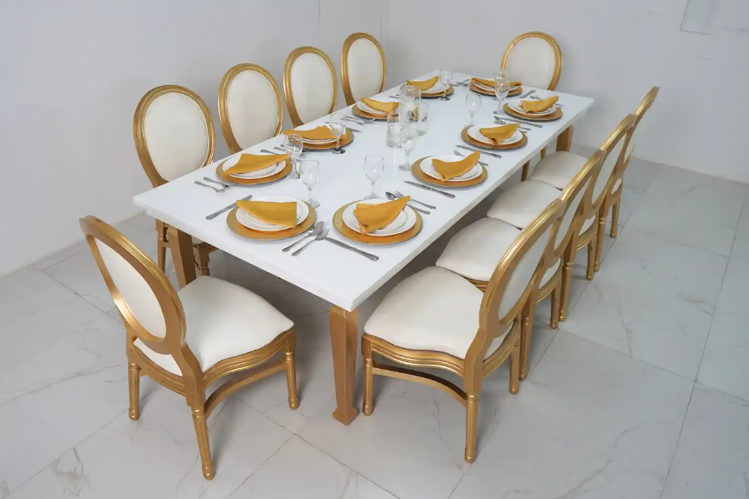 Avalon Dining Table 240*110 Golden Legs Rental - BigMini Rentals | UAE ...
