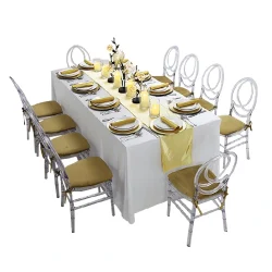 Carla-rectangular-dining-table-white-cover-with-dior-acrylic-chair-setup