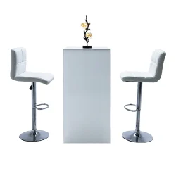 Melanie-high-pedestal-with-valeria-white-stool-rental