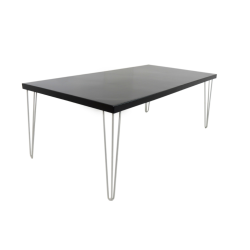 Isadora Rectangle Black Table and Silver Legs Rentals