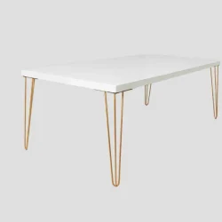 Isadora Rectangle White Table and Golden Legs Rentals