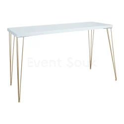 Isadora Rectangle White High Cocktail Table Golden Legs