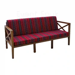 Sahara 3 Seats Wooden Sofa with Sadu Cushion